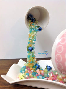 Handmade Pink and Blue Falling Beads Teacups - Home Decor MaRiTama HOME