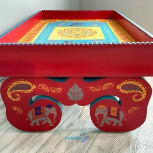 Indian Art Coral and Turquoise Coffee Table - Coffee Tables MaRiTama HOME