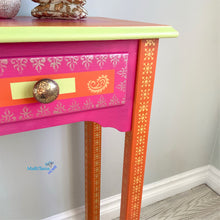 Load image into Gallery viewer, Indian Art Orange and Pink Entry Table - Furniture MaRiTama HOME
