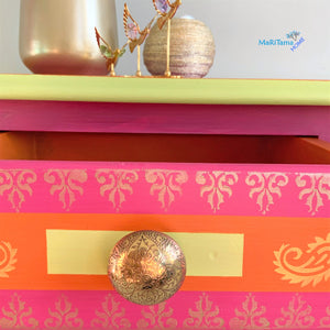 Indian Art Orange and Pink Entry Table - Furniture MaRiTama HOME