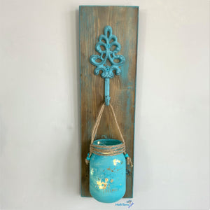 Individual Hanging Turquoise Mason Jar Wall Décor - Farmhouse Style - Vases MaRiTama HOME