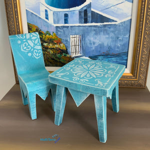 Miniature Island Boho Blue Table and Chair Set - Home Decor MaRiTama HOME