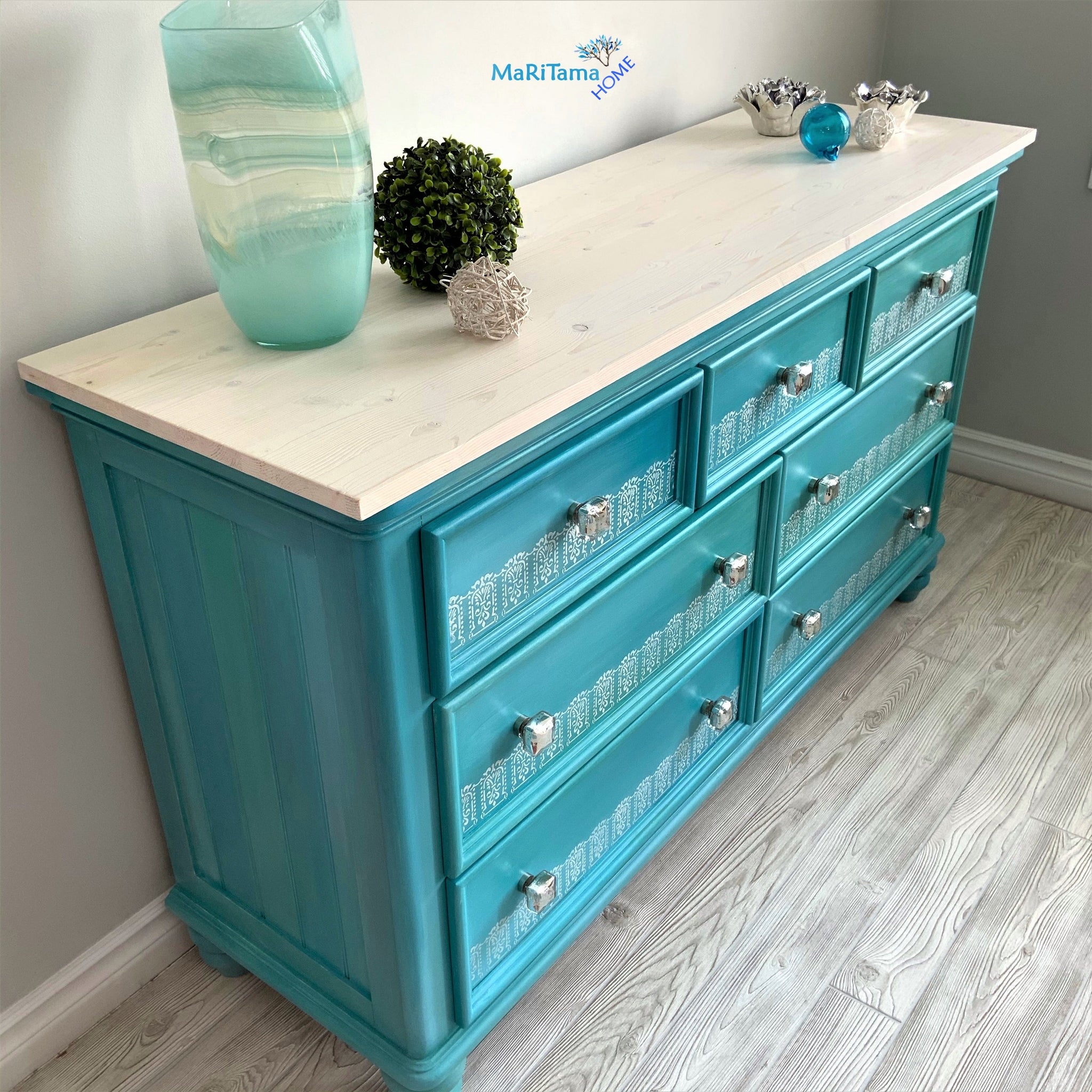 MaRiTama HOME - Ocean Blue Lace Trimming Dresser MaRiTama HOME - Ocean Blue Lace Trimming Dresser