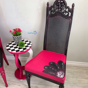 Pink & Black French Provincial Antique Cane Flower Chair Set - Furniture MaRiTama HOME