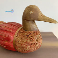 Load image into Gallery viewer, Red and Gold Bamboo Duck - Holiday Ornaments MaRiTama HOME
