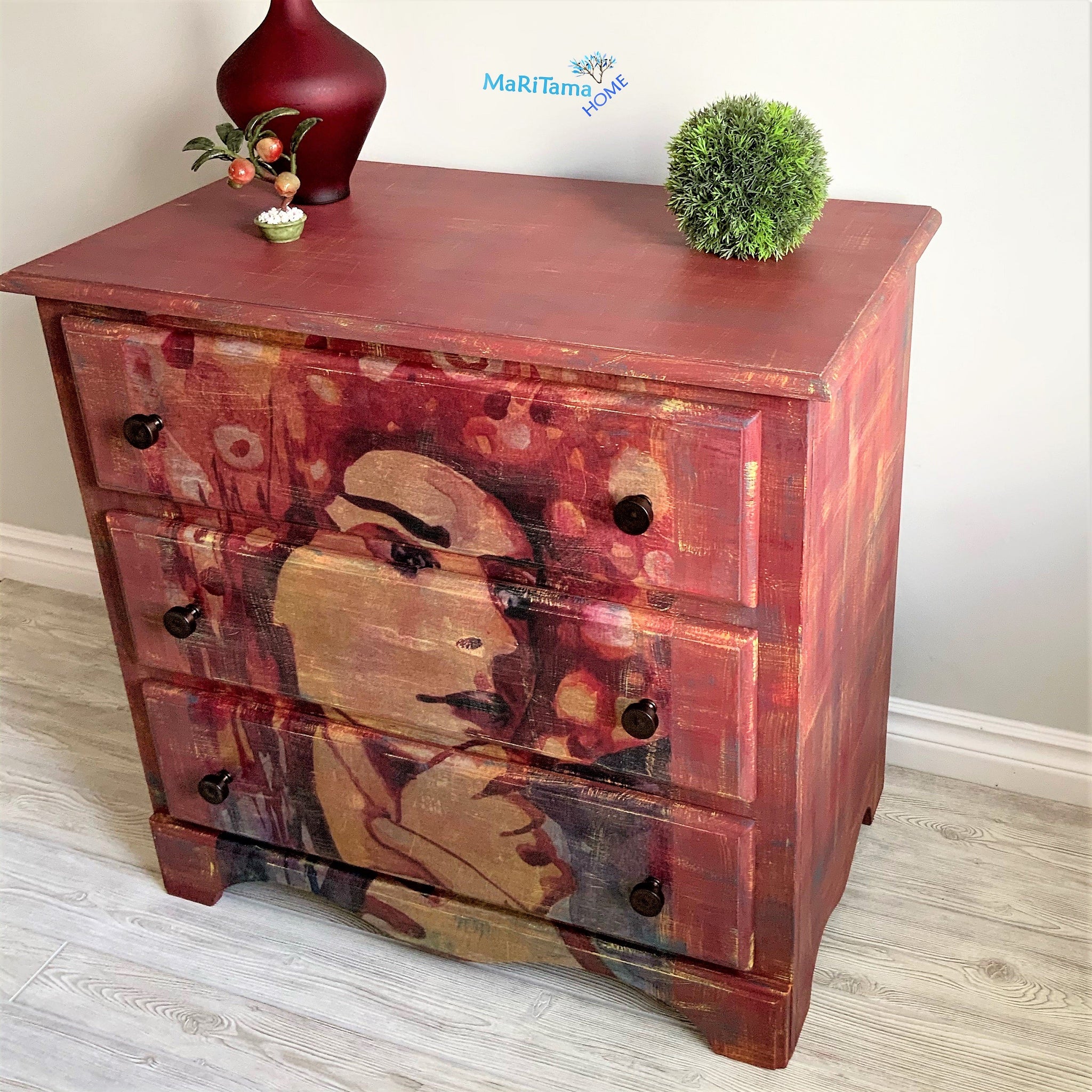red dresser chest Antique Painted 3-drawer Oak of Drawers, Circa 1890 painted in a bold and sophisticated red hue Arden Four Drawer Storage Chest,