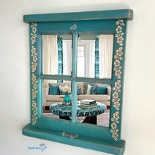 Load image into Gallery viewer, Rustic Blue Window Frame Mirror - Mirrors MaRiTama HOME
