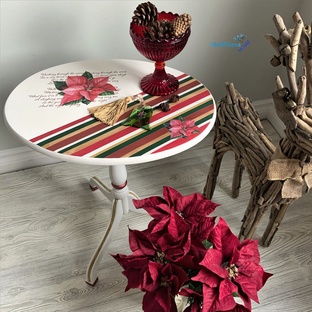 Small Foldable Red Poinsettia Accent Table - Furniture MaRiTama HOME