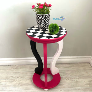 Small Pink & Black Whimsical Accent Table - Furniture MaRiTama HOME