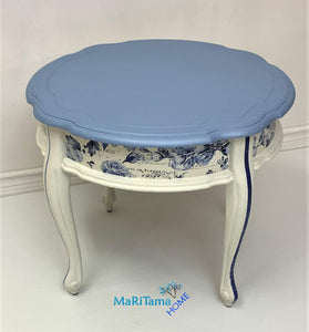 Vintage French Provincial Pearly Blue Side / End Accent Table Set - Furniture MaRiTama HOME