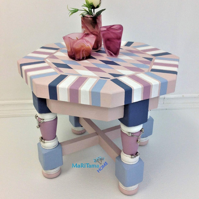 Whimsical Bedazzled Pink Accent Side Table - Furniture MaRiTama HOME