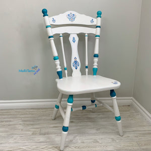 White and Blue Country Style Accent Chair - Chairs MaRiTama HOME