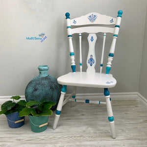 White and Blue Country Style Accent Chair - Chairs MaRiTama HOME