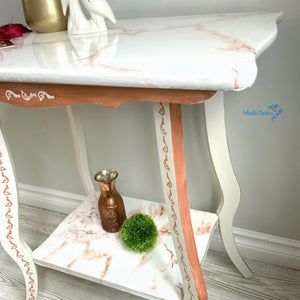 White and Copper two tier Marble Resin Top Accent Table - Accent Tables MaRiTama HOME