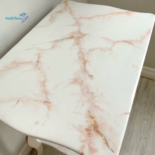 Load image into Gallery viewer, White and Copper two tier Marble Resin Top Accent Table - Accent Tables MaRiTama HOME

