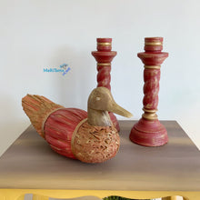 Load image into Gallery viewer, Wooden Red Candlestick Set - Home Decor MaRiTama HOME
