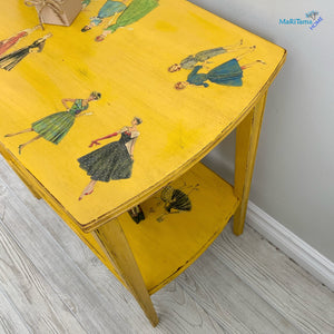 Yellow Vintage Lady Accent Table